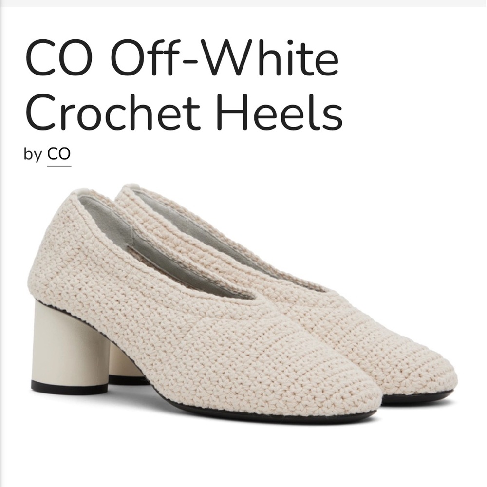 CO Off-White Crochet Heels, size 37, fits like 6.5